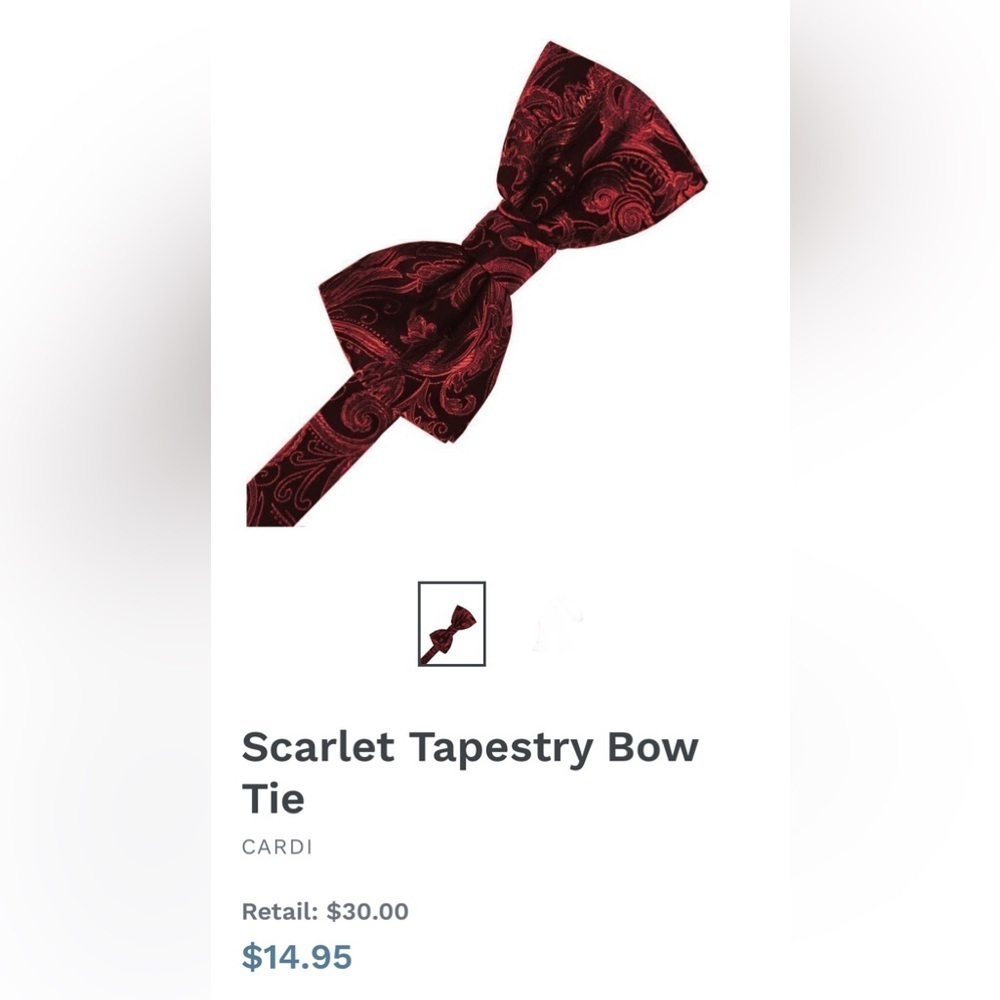 Scarlet Red Apple Black Bow Tie Wedding Prom Tuxedo Tapestry Paisley Pre-tied